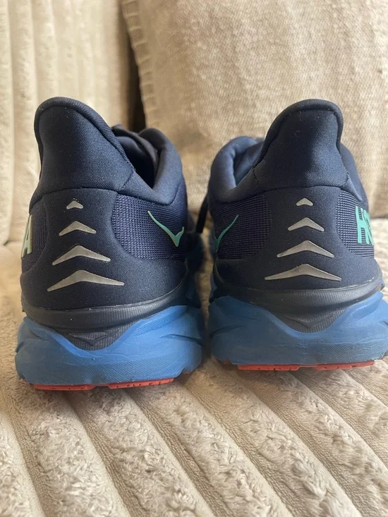 Hoka Men's Navy Running Shoes with Teal Logo and Light Blue Midsole Size 10.5 - Picture 7 of 10
